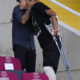 El centrocampista del Barcelona Marc Bernal, lesionado recientemente, en la grada en el estadio Olímpico Lluis Companys de Barcelona. EFE/ Alejandro Garcia