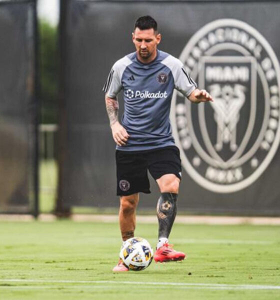 Fotografía cedida este martes, 17 de septiembre, por el club estadounidense de fútbol Inter Miami en la que se registró al atacante argentino Lionel Messi, durante un entrenamiento, en Miami (Florida, EE.UU.). EFE/Inter Miami