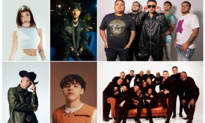 Composición de seis fotografías cedidas donde aparecen de izquierda a derecha: la cantante argentina María Becerra, el puertorriqueño Yandel, el colombiano Luis Alfonso, la estrella emergente Xavi, el grupo de música regional mexicana Fuerza Regida, y el Grupo Niche que serán algunos de los artistas que actuarán en la ceremonia de los premios Latin Billboard. EFE/Telemundo