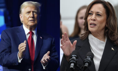 Combo de fotografías donde se observa a los candidatos a la presidencia de Estados Unidos el expresidente Donald Trump y a la actual vicepresidenta Kamala Harris. Los candidatos a las elecciones presidenciales del 5 de noviembre, Donald Trump y Kamala Harris, preparan de manera muy distinta el crucial debate que el martes los pondrá uno frente al otro en los estudios de la cadena ABC de Filadelfia y que probablemente será el único de la campaña electoral. EFE/ Ting Shen