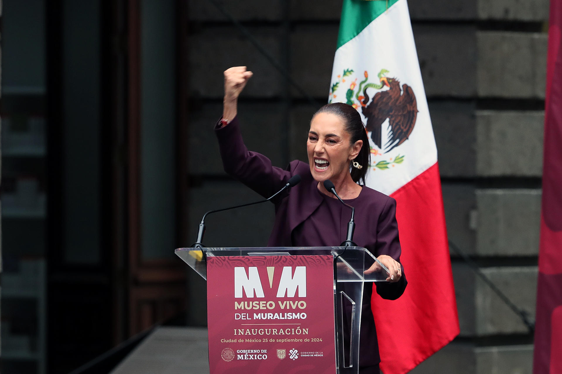 La presidenta electa de México, Claudia Sheinbaum, habla durante un acto protocolario en la Secretaría de Educación Pública de Ciudad de México (México).  EFE/ Mario Guzmán