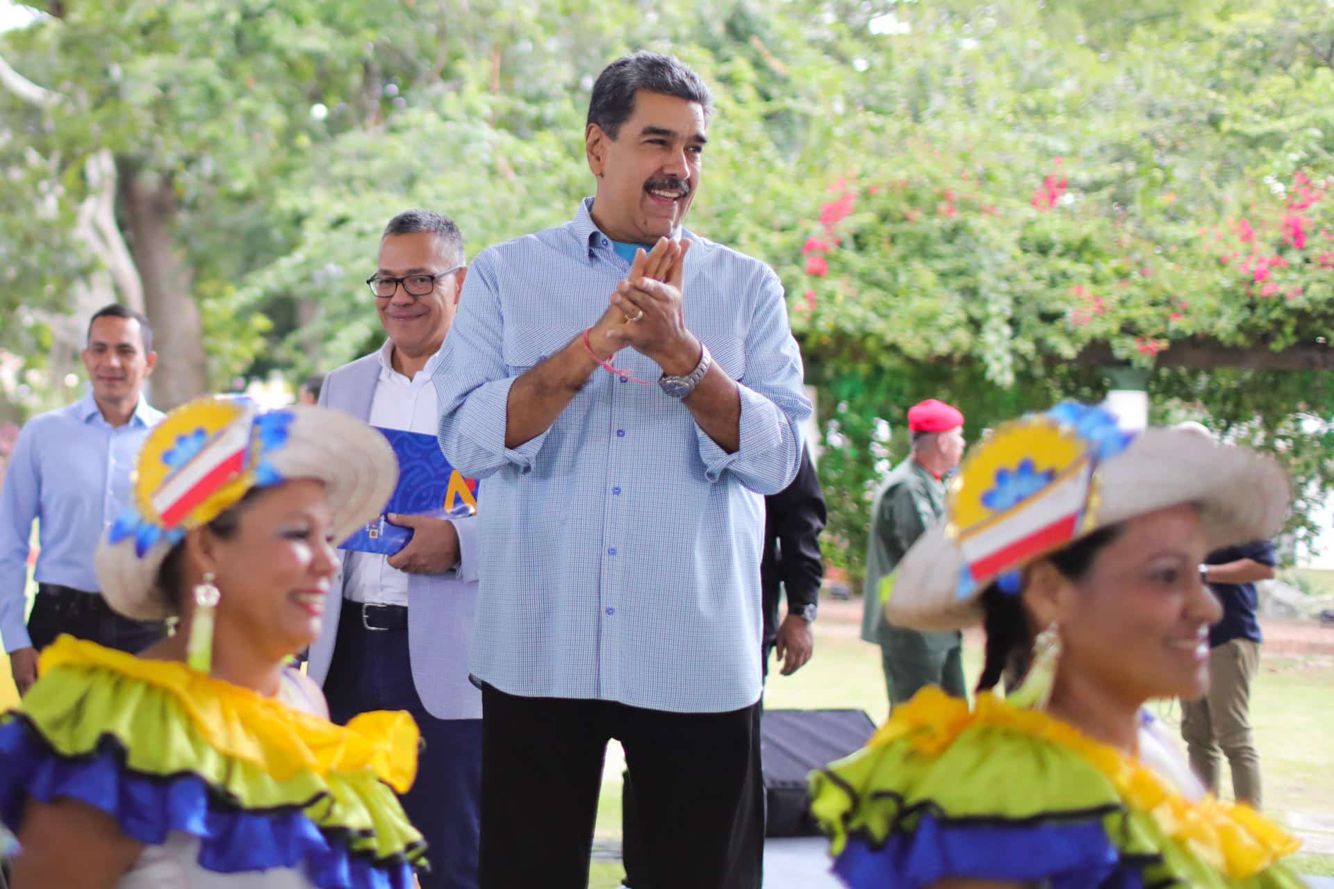 Fotografía cedida por Prensa Miraflores del presidente de Venezuela, Nicolás Maduro, en un acto de gobierno este viernes 20 de septiembre de 2024 en Caracas. EFE/Prensa Miraflores