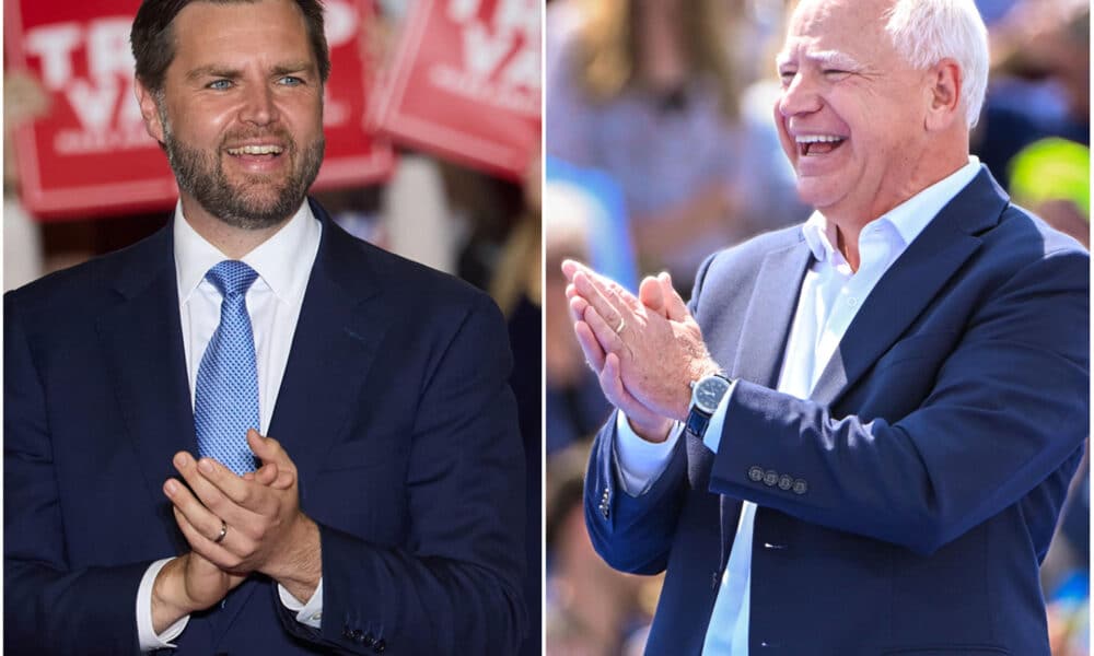 Combo de fotografías de archivo del senador republicano por Ohio, JD Vance (i) y el gobernador demócrata de Minnesota, Tim Walz. EFE/ EPA/ ALLISON DINNER/ CRAIG LASSIG