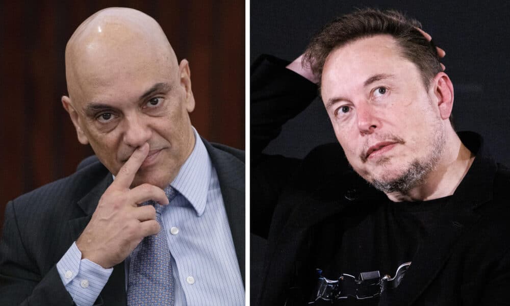 Combo de fotografías donde se observa al juez del Tribunal Supremo de Brasil Alexandre de Moraes (i) y al empresario tecnológico estadounidense Elon Musk. EFE/ Joédson Alves / Tolga Akmen / Pool