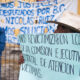 Familias víctimas de desplazamiento forzado protestan este miércoles, en el municipio de San Cristóbal de las Casas, en el estado de Chiapas (México). EFE/Carlos López