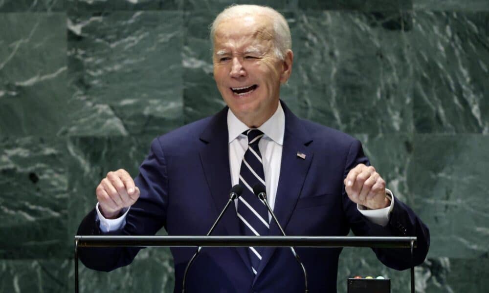 El presidente de Estados Unidos, Joe Biden, habla durante el debate general del 79º periodo de sesiones de la Asamblea General de las Naciones Unidas en la Sede de las Naciones Unidas en Nueva York, Nueva York, EE.UU. EFE/JUSTIN LANE