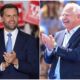 Combo de fotografías de archivo del senador republicano por Ohio, JD Vance (i) y el gobernador demócrata de Minnesota, Tim Walz. Los candidatos a vicepresidente en las elecciones presidenciales de Estados Unidos, Vance y Waltz se enfrentarán este martes en su primer y posiblemente único debate. EFE/ EPA/ ALLISON DINNER/ CRAIG LASSIG