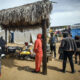 Migrantes de origen haitiano, permanecen en la Villa Haitiana este domingo en Tijuana (México). EFE/ Joebeth Terríquez