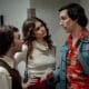 Fotografía cedida por Hopper Stone/Columbia Pictures, que muestra a los actores Gabriel LaBelle (i), Kaia Gerber (c) y Cory Michael Smith en una escena de la película 'Saturday Night Live'. EFE/ Hopper Stone /Columbia Pictures