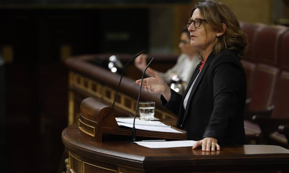 La vicepresidenta tercera y ministra para la Transición Ecológica y el Reto Demográfico Teresa Ribera, durante la sesión de control al Gobierno celebrada en el Congreso. Imagen de archivo. EFE/Javier Lizón