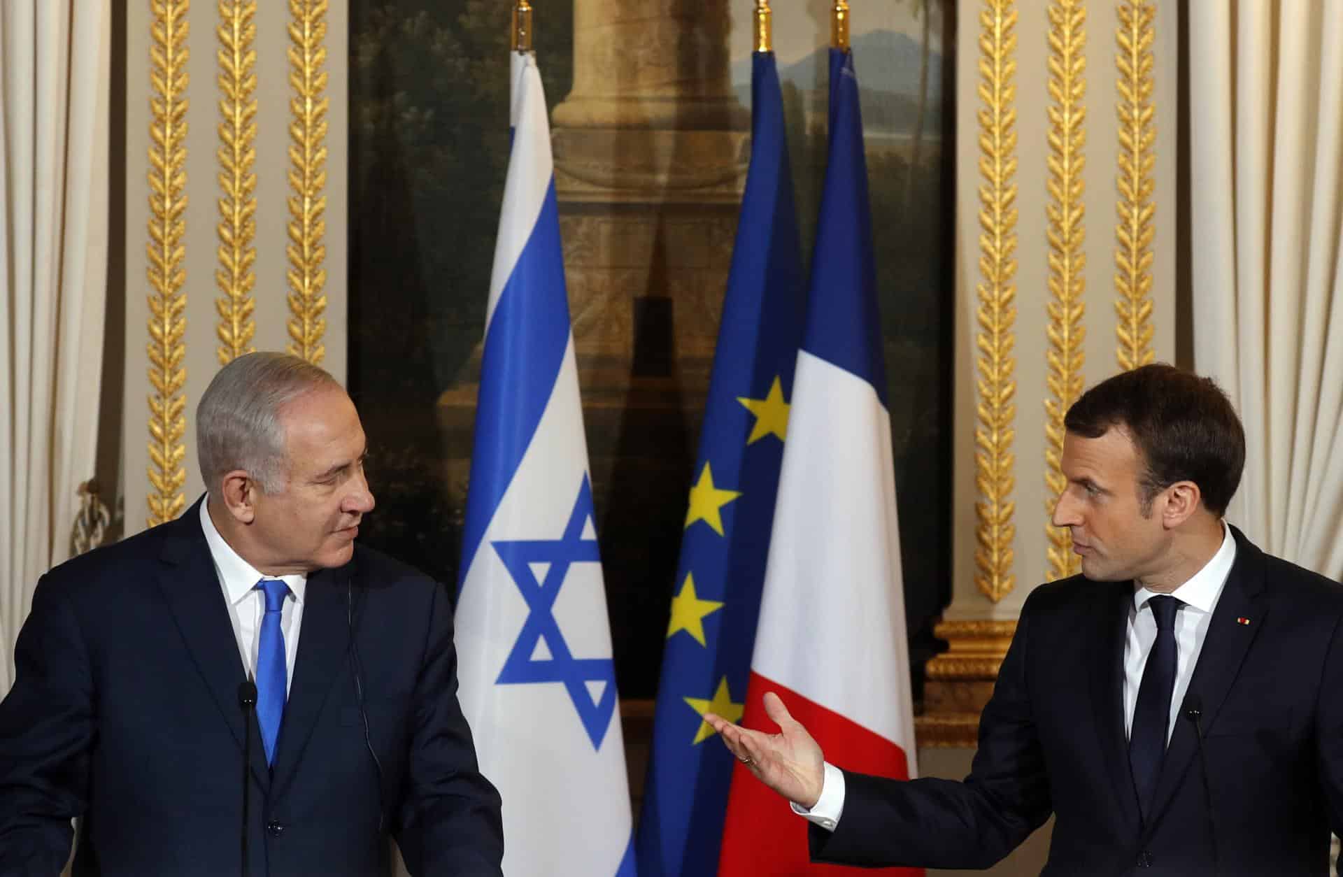 Foto archivo. Emmanuel Macron (derecha) y Benjamin Netanyahu (izquierda). EFE/EPA/PHILIPPE WOJAZER / POOL MAXPPP OUT[MAXPPP OUT]