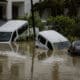 Estado en el que han quedado los coches en la localidad malagueña de Álora (sur de España) tras el desborde del río Guadalhorce debido a las lluvias torrenciales. EFE/Jorge Zapata.