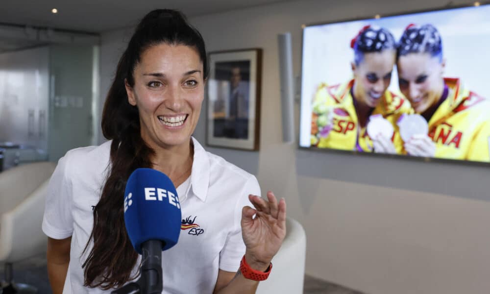 Andrea Fuentes, durante su presentación como nueva seleccionadora de Natación Artística, este lunes en la sede de la Agencia EFE en Madrid. EFE/Chema Moya