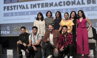 El elenco de la película mexicana 'Sujo' participa durante una rueda de prensa este sábado, en el Festival Internacional de Cine de Morelia (FICM), en el estado de Michoacán (México). EFE/ Iván Villanueva