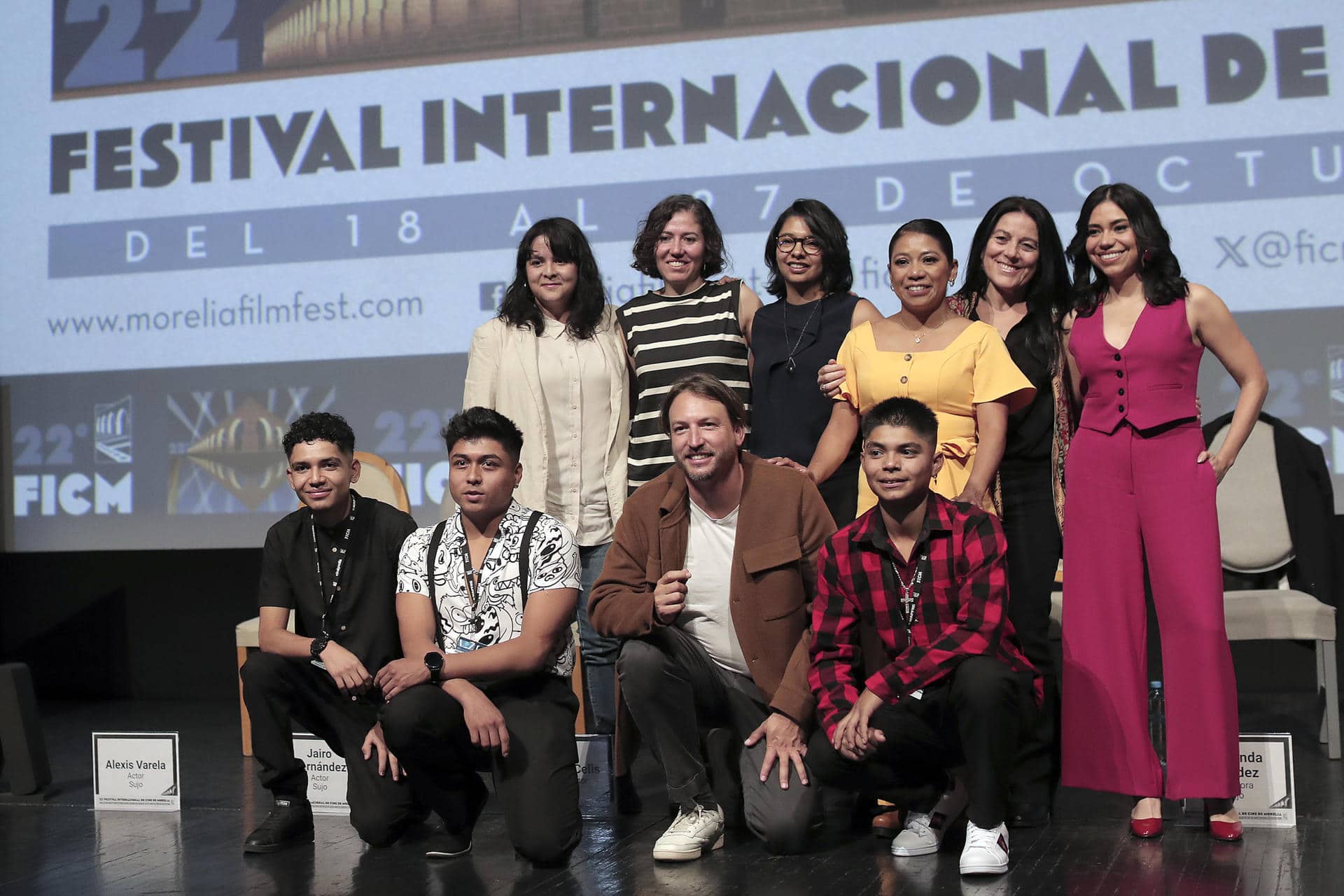 El elenco de la película mexicana 'Sujo' participa durante una rueda de prensa este sábado, en el Festival Internacional de Cine de Morelia (FICM), en el estado de Michoacán (México). EFE/ Iván Villanueva