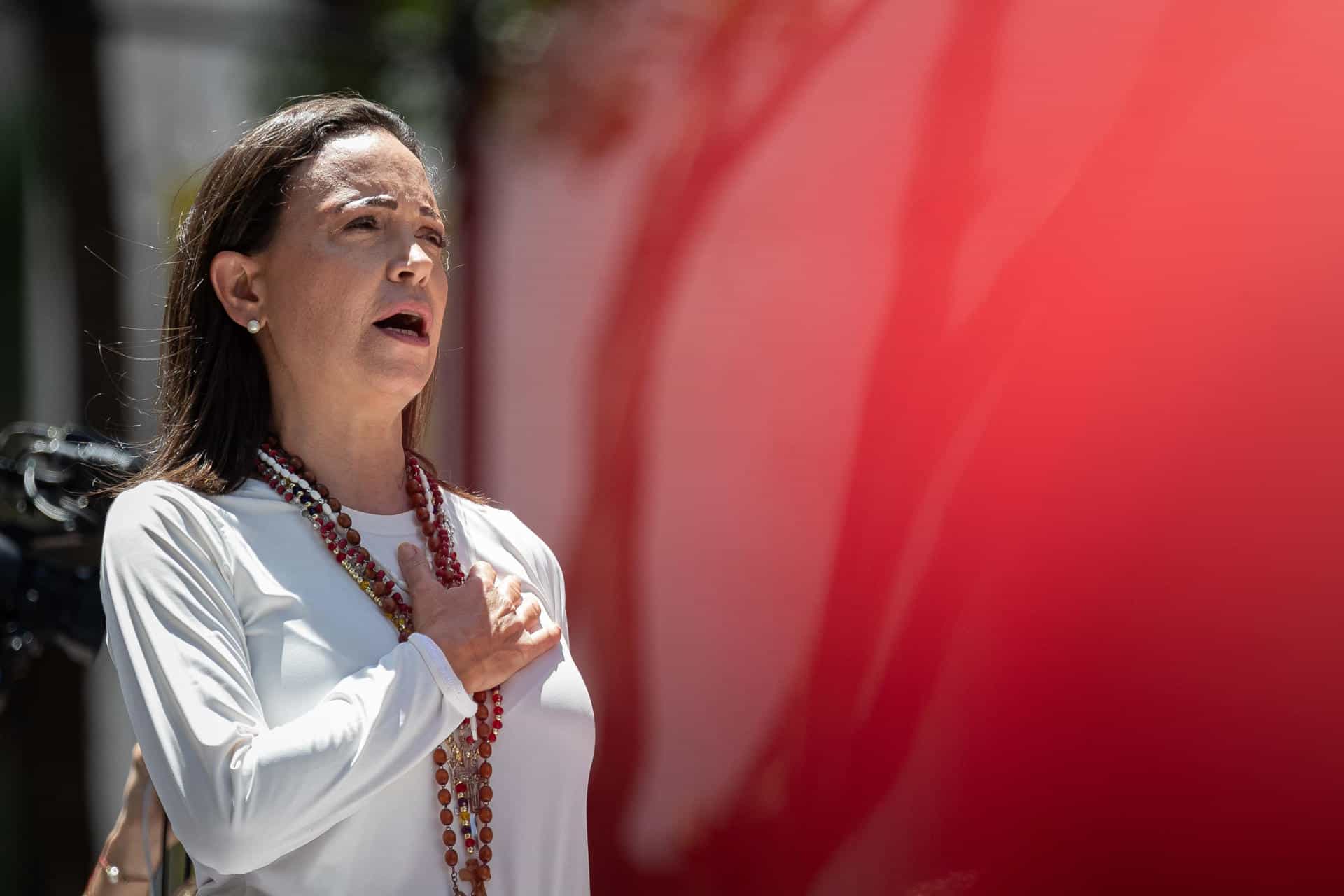 Fotografía de la líder opositora venezolana María Corina Machadol. EFE/ Ronald Peña