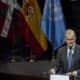 El rey Felipe VI este martes en la Conferencia Internacional sobre Víctimas del Terrorismo organizada por la ONU y España en la ciudad de Vitoria EFE/Adrián Ruiz Hierro.