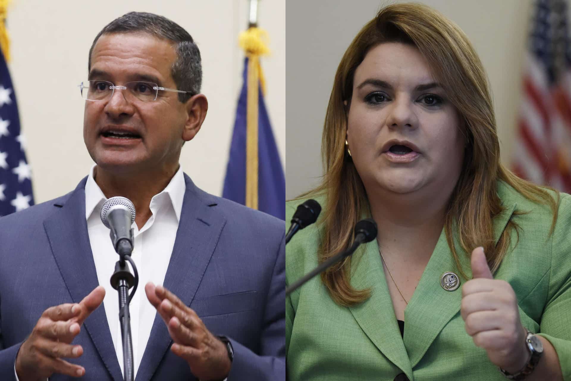 Combo de fotografías de archivo del gobernador de Puerto Rico, Pedro Pierluisi, y Jenniffer González, candidata a la gobernación por el Partido Nuevo Progresista (PNP) y simpatizante del expresidente y candidato republicano Donald Trump. EFE/Archivo