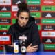 La seleccionadora nacional del equipo absoluto femenino de fútbol, Montse Tomé, ofrece una rueda de prensa con motivo del encuentro amistoso de mañana entre España y Canadá. EFE/Jero Morales