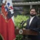 Fotografía cedida por la Presidencia de Chile del mandatario, Gabriel Boric Font, durante una rueda de prensa en Santiago (Chile). EFE/PRESIDENCIA DE CHILE