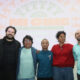 Desde la izquierda los directores de cine, Christian Rubio, Xun Sero, José Antonio Hernández, Medhin Tewolde, y el productor de Mandarina Cine, Carlos Hernández, posan al final de una conferencia de prensa de la Muestra de Cine por la Identidad, este viernes en la Ciudad de México (México). EFE/ Mario Guzmán