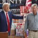 El expresidente estadounidense y candidato presidencial republicano Donald Trump comparte un momento con el gobernador de Georgia, Brian Kemp (R), en Evans, Georgia, EE.UU., el 4 de octubre de 2024. EFE/ERIK S. MENOR