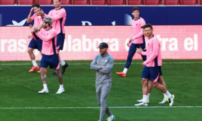 Simeone, en el entrenamiento de este sábado. EFE/Sergio Pérez