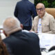 Fotografía cedida por la oficina de prensa de la Asamblea Nacional de Venezuela, del presidente de la Asamblea Nacional, Jorge Rodríguez durante una reunión con representantes de varios partidos este jueves en Caracas (Venezuela). EFE/Asamblea Nacional de Venezuela