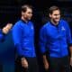 De izq. a der.: Novak Djokovic, Rafael Nadal y Roger Federer, al inicio de la Copa Laver de 2022. EFE/EPA/ANDY RAIN