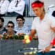 Cristiano Ronaldo (d, delante) presencia en las gradas un partido de cuartos de final del Abierto de Madrid disputado el 10 de mayo entre David Ferrer y Rafael Nadal, en la Caja Mágica de Madrid. EFE/JuanJo Martín