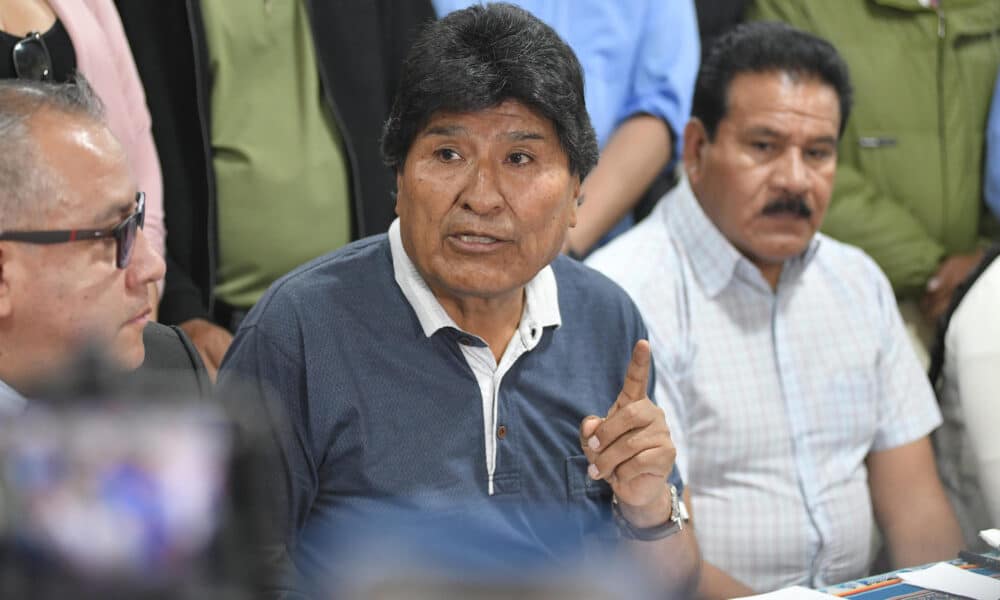 Fotografía de archivo del expresidente Evo Morales (2006-2019) en una rueda de prensa el 4 de octubre de 2024, en Cochabamba (Bolivia). EFE/Jorge Abrego