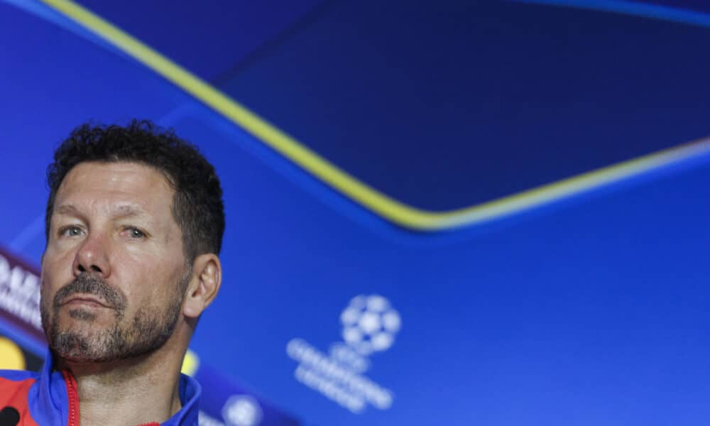 Simeone, en la rueda de prensa. EFE/ Sergio Pérez