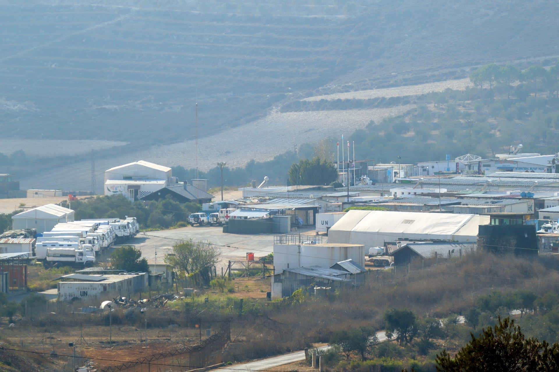 La base de las Fuerzas Provisionales de las Naciones Unidas en el Líbano (FPNUL) en el distrito de Ebel El Saqi Marjeyoun, sur del Líbano, el 10 de octubre de 2024. EFE/STRINGER