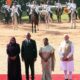 El presidente de Maldivas, Mohamed Muizzu, y su esposa, Sajidha Mohamed (izq.), con la presidenta de India, Droupadi Murmu, y el primer ministro indio, Narendra Modi,  durante una recepción de bienvenida en la casa presidencial en Nueva Delhi, India, el 7 de octubre de 2024.  
EFE/EPA/HARISH TYAGI