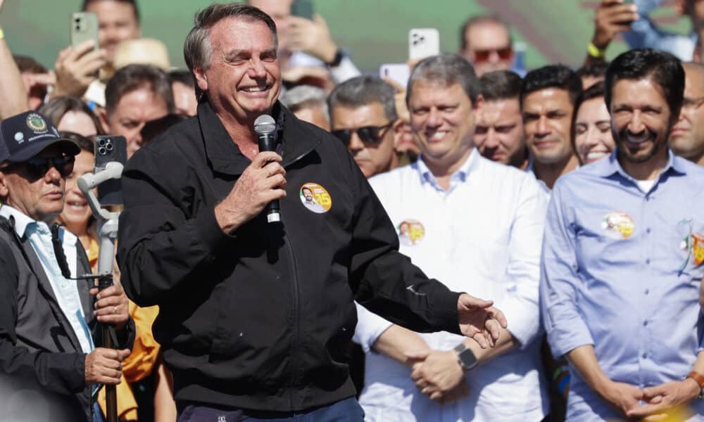 Fotografía de archivo del 3 de agosto de 2024 del expresidente brasileño Jair Bolsonaro en un acto del candidato para la Alcaldía de São Paulo, Ricardo Nunes, en la ciudad de São Paulo (Brasil). EFE/Sebastião Moreira