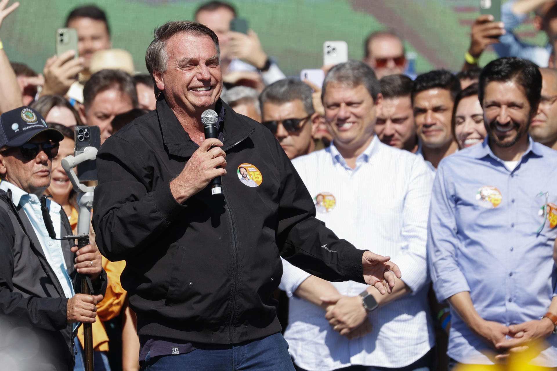 Fotografía de archivo del 3 de agosto de 2024 del expresidente brasileño Jair Bolsonaro en un acto del candidato para la Alcaldía de São Paulo, Ricardo Nunes, en la ciudad de São Paulo (Brasil). EFE/Sebastião Moreira