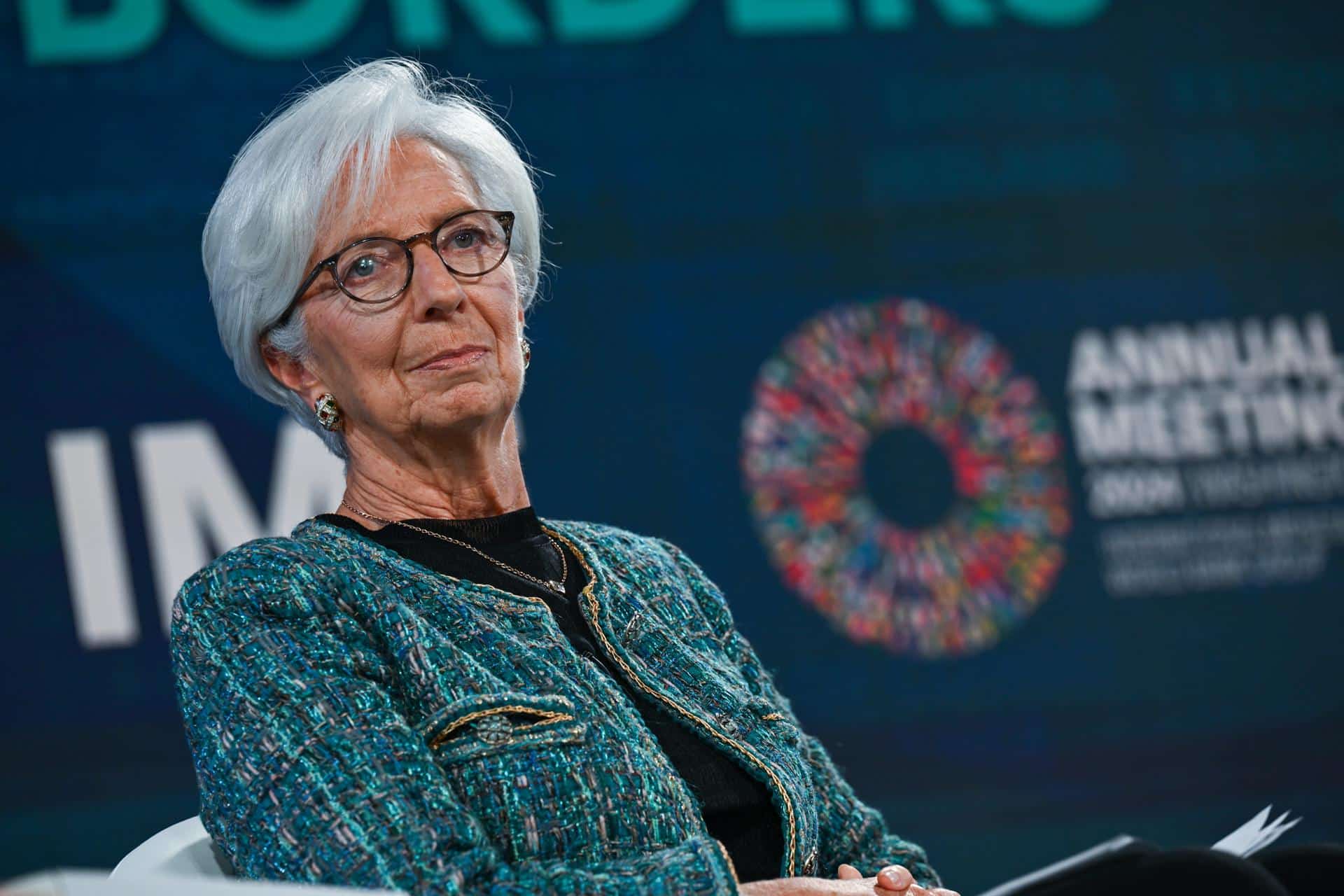 La presidenta del Banco Central Europeo, Christine Lagarde, durante las Reuniones Anuales de 2024 del Grupo del Banco Mundial y el Fondo Monetario Internacional, en Washington, DC, EE.UU. EFE/ANNABELLE GORDON