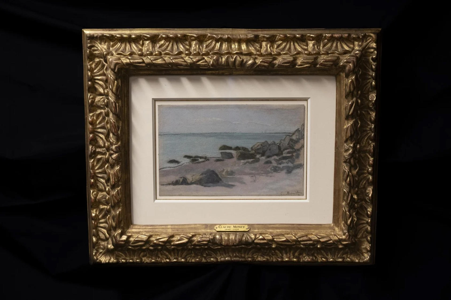 Fotografía cedida por el FBI, este 9 de octubre de 2024, donde se muestra la obra de arte, llamada 'Bord de mer', del francés Claude Monet, que fue adquirida por un marchante de arte nazi y desapareció de la vista en 1940 hasta que en 2023 fue incluida entre las obras expuestas en una galería de arte de Houston. EFE/FBI