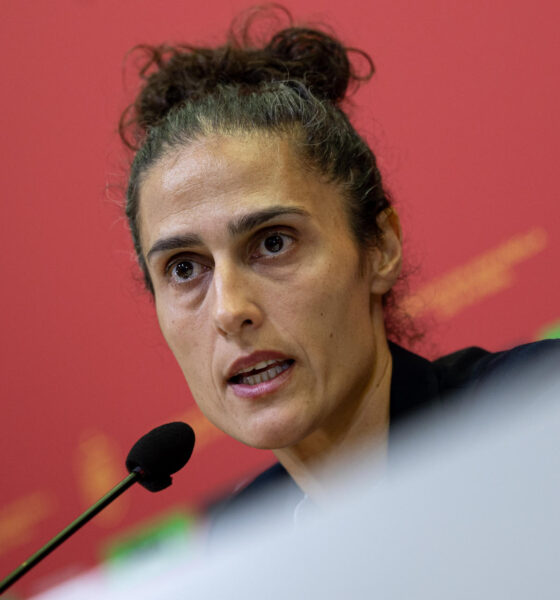 La seleccionadora española de fúbol, Montse Tomé, anuncia la lista de jugadoras convocadas para los partidos amistosos que España jugará contra Canadá e Italia los próximos días 25 y 29 de octubre, en la Ciudad del Fútbol de Las Rozas (Madrid). EFE/Daniel González