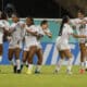 Jugadoras de Dominicana celebran un gol de Yuleinis Brito (3-i) en un partido del grupo A de la Copa Mundial Femenina sub-17. EFE/ Diana Sánchez