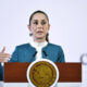 La presidenta de México Claudia Sheinbaum, habla este jueves, durante una conferencia de prensa en Palacio Nacional de la Ciudad de México (México). EFE/Sáshenka Gutiérrez