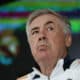 El entrenador italiano del Real Madrid, Carlo Ancelotti durante la rueda de prensa tras el entrenamiento del equipo en la Ciudad Deportiva de Valdebebas. EFE/Juan Carlos Hidalgo