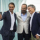 El tenista Rafa Nadal inaugurando un hotel en Tossa de Mar bajo la marca ZEL junto al presidente de los Hoteles Meliá, Gabriel Escarrer, y el CEO de Azora, Javier Arus el pasado día 13 de junio. EFE/ David Borrat