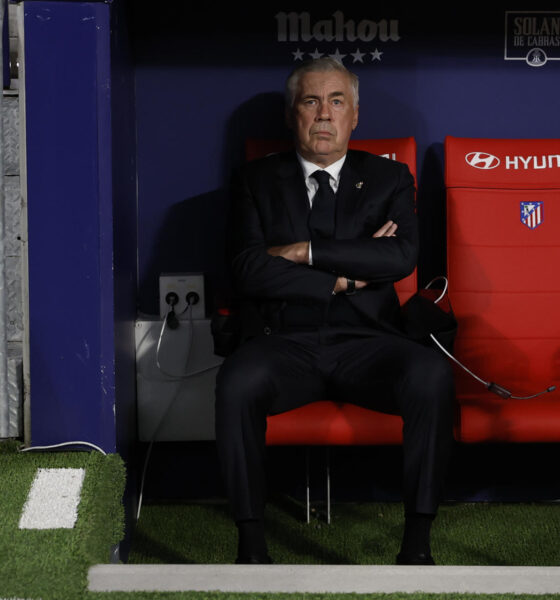 El entrenador del Real Madrid, Carlo Ancelotti, en el estadio Civitas Metropolitano de Madrid. EFE/ J.J Guillén