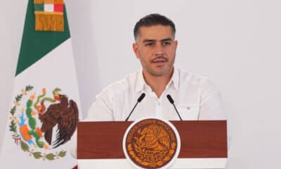 Fotografía cedida por la presidencia de México, del secretario de Seguridad y Protección Ciudadana de México, Omar García Harfuch, durante su participación en una rueda de prensa de la presidenta de México Claudia Sheinabum, este viernes, en el municipio de Cano San Lucas, en Baja California Sur (México). EFE/ Presidencia de México/SOLO USO EDITORIAL/SOLO DISPONIBLE PARA ILUSTRAR LA NOTICI QUE ACOMPAÑA(CRÉDITO OBLIGATORIO)