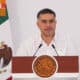 Fotografía cedida por la presidencia de México, del secretario de Seguridad y Protección Ciudadana de México, Omar García Harfuch, durante su participación en una rueda de prensa de la presidenta de México Claudia Sheinabum, este viernes, en el municipio de Cano San Lucas, en Baja California Sur (México). EFE/ Presidencia de México/SOLO USO EDITORIAL/SOLO DISPONIBLE PARA ILUSTRAR LA NOTICI QUE ACOMPAÑA(CRÉDITO OBLIGATORIO)