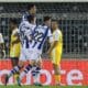 Jon Pacheco de la Real Sociedad marca el 1-0 durante el partido de la Liga Europa contra el Maccabi Tel Aviv en Belgrado. EFE/EPA/ANDREJ CUKIC