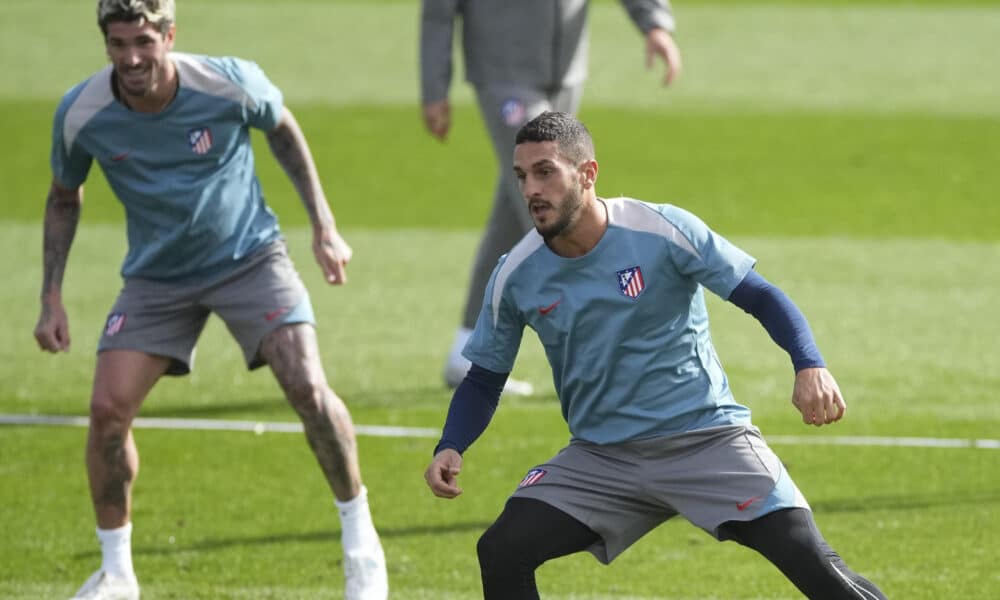 Koke y De Paul, durante el entrenamiento de este miércoles.-EFE/ Borja Sanchez-Trillo