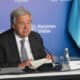 El secretario general de la ONU, António Guterres habla durante una rueda de prensa este miércoles en Cali (Colombia), donde se celebra la Conferencia de las Naciones Unidas sobre Biodiversidad (COP16). EFE/ Ernesto Guzmán Jr.