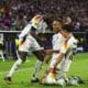 El jugador de Alemania Jamie Leweling (c) celebra con sus compañeros el 1-0 durante el partido de la UEFA Nations League que han jugado Alemania y Países Bajos en Múnich, Alemania. EFE/EPA/FILIP SINGER